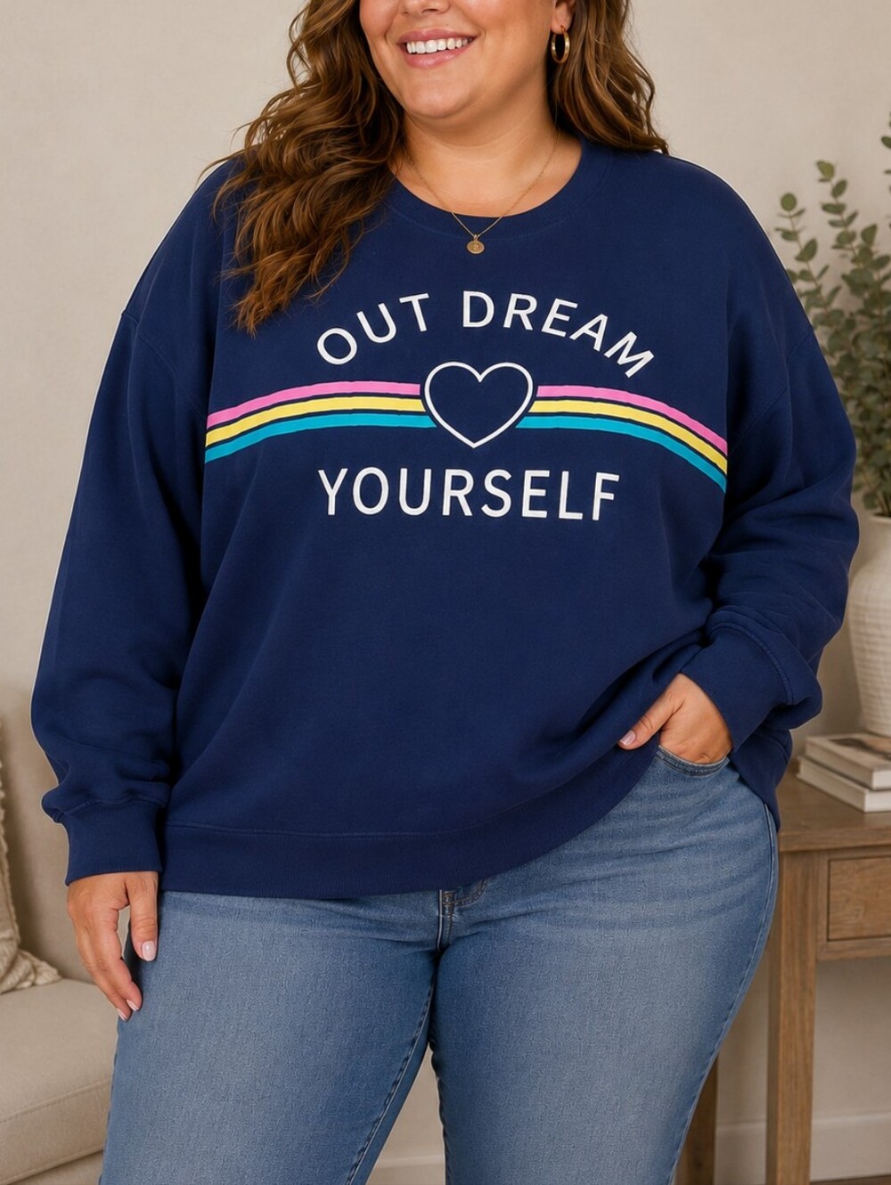 WOUND UP | Women’s Navy Motivational Graphic Sweatshirt Size 3XL